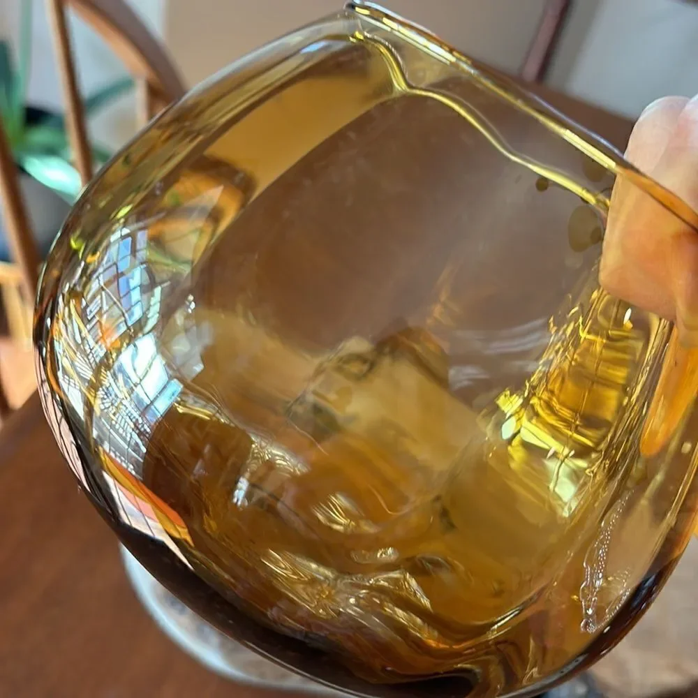 Vintage Empoli Amber Ribbed Apothecary Jar